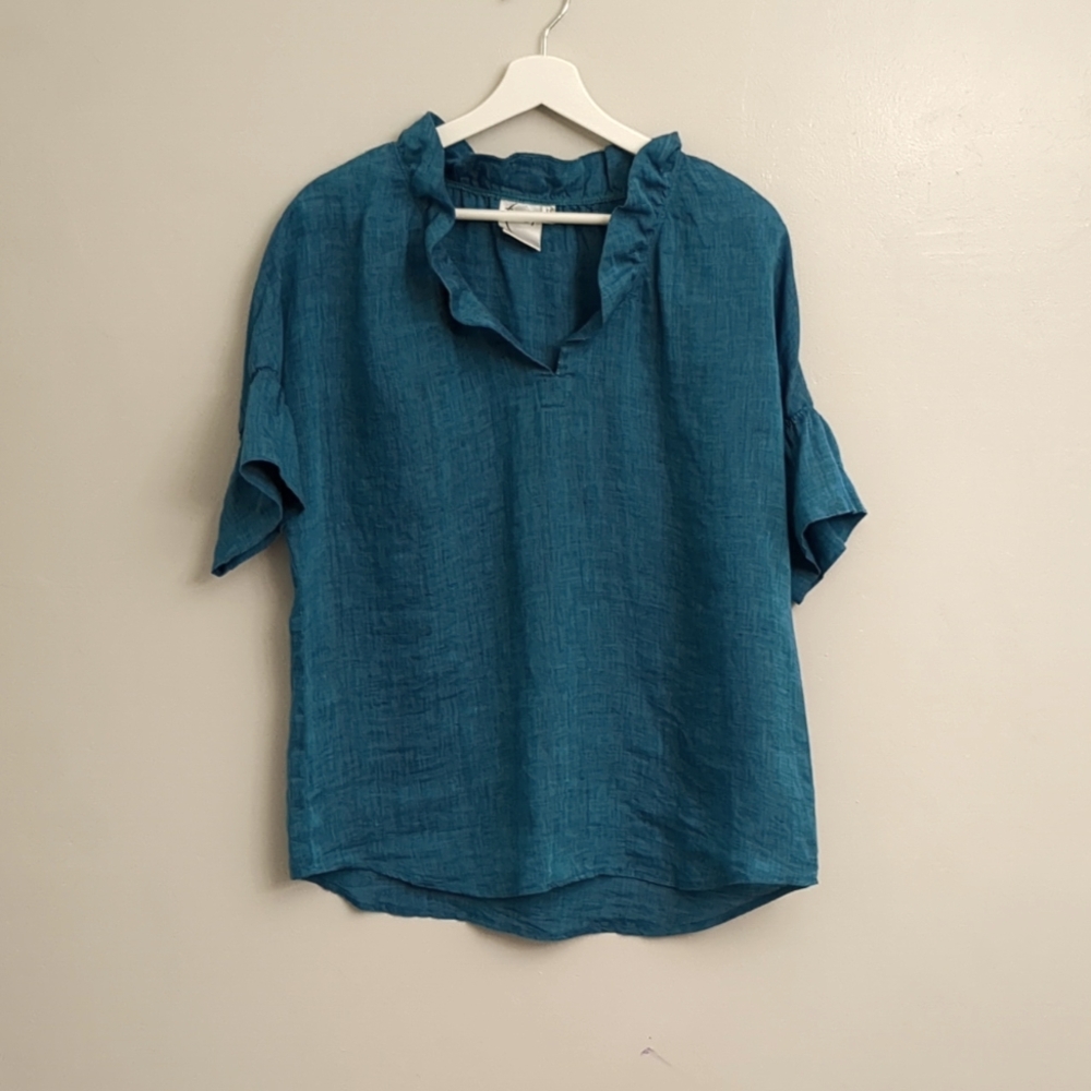 Finley Crosby Ruffle Linen Top